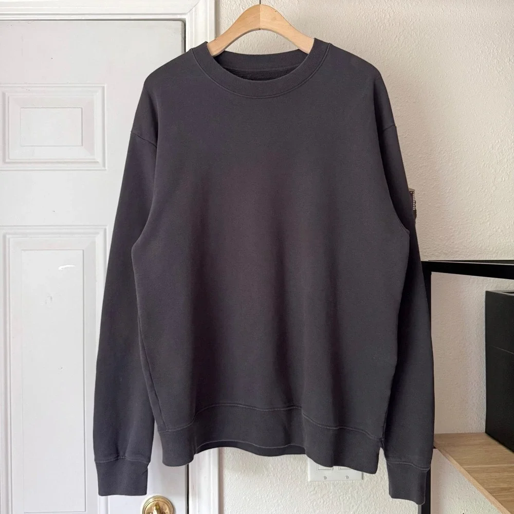 GENERAL QUARTERS charcoal recycled organic cotton crew boxy crew‎ neck sweater
